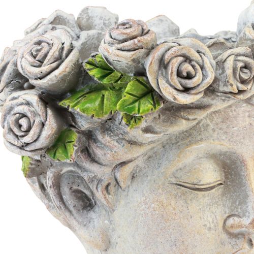 Artículo Maceta cara busto de mujer cabeza de planta aspecto hormigón Al. 18 cm