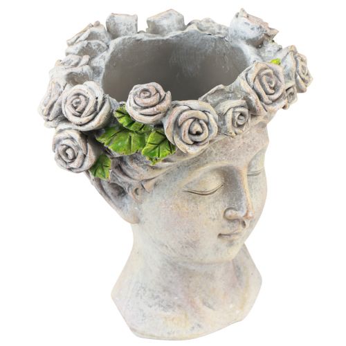 Artículo Maceta cara busto de mujer cabeza de planta aspecto hormigón Al. 18 cm