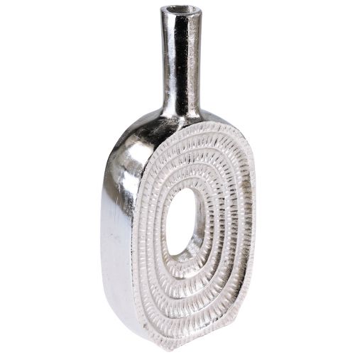 Floristik24 Jarrón decorativo de metal plateado con espiral de concha de caracol Al. 31 cm