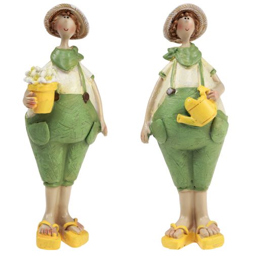 Artículo Figuras decorativas decoración de mesa de jardinero verano verde amarillo 16,5×5,5cm 2uds