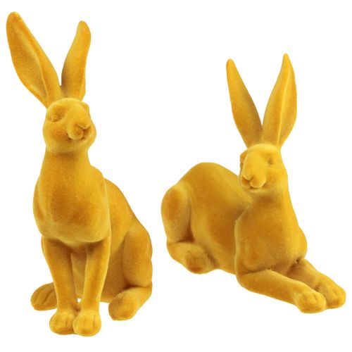 Floristik24 Conejito de Pascua decoración figura de conejo curry par de conejitos de Pascua 16cm 2uds