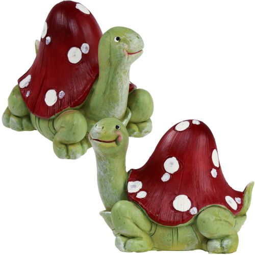 Floristik24 Tortuga decoración agárico de mosca decoración verde rojo 10cm 2ud