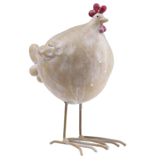 Floristik24 Pollo decorativo Decoración de Pascua figura de gallina beige rojo 11×8×15,5cm