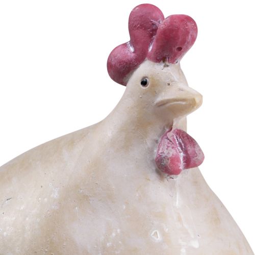Floristik24 Pollo decorativo Decoración de Pascua figura de gallina beige rojo 11×8×15,5cm
