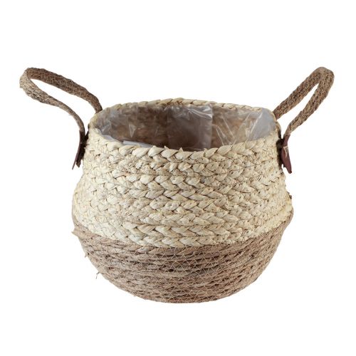 Cesta con asas cesta para plantas yute de algas marinas Ø23cm H20cm