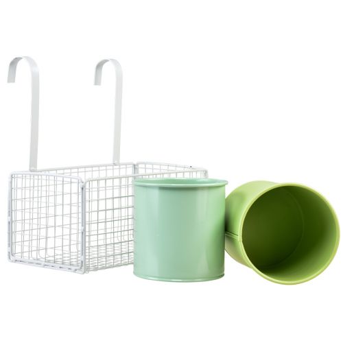 Artículo Maceta colgante de metal verde decoración de balcón L22cm H23,5cm