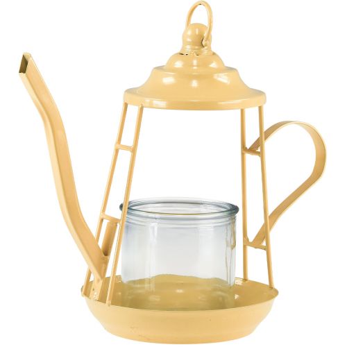 Artículo Portavelas farol de cristal tetera naranja Ø13cm 22cm