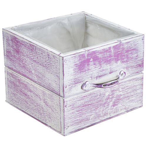 Artículo Cajón para plantas con tirador madera blanca rosa 12/15cm juego de 2