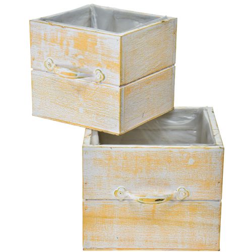 Floristik24 Cajón para plantas con tirador madera blanca naranja 12/15cm juego de 2