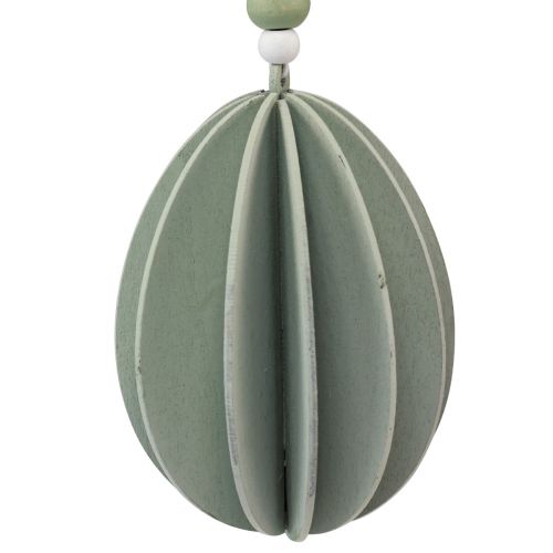 Artículo Huevos de Pascua huevos de madera colgantes verde rosa beige 6,5×9cm 6 piezas