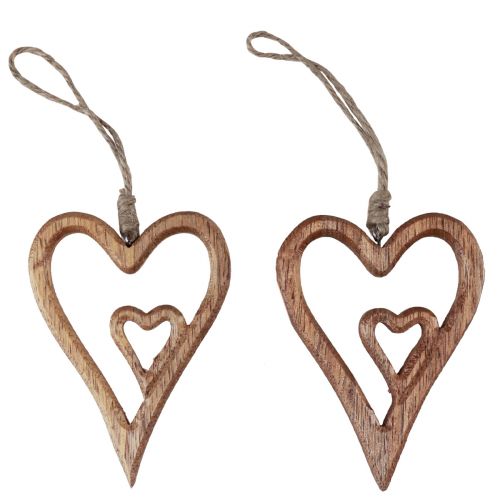 Floristik24 Corazón de madera corazones de madera natural para colgar 8×11cm 4uds