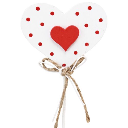 Artículo Tapones de flores corazones de madera punteados 6×5cm 18 piezas