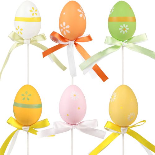 Artículo Huevos de Pascua tapones florales decorativos tapones decorativos de colores 6cm 12 piezas