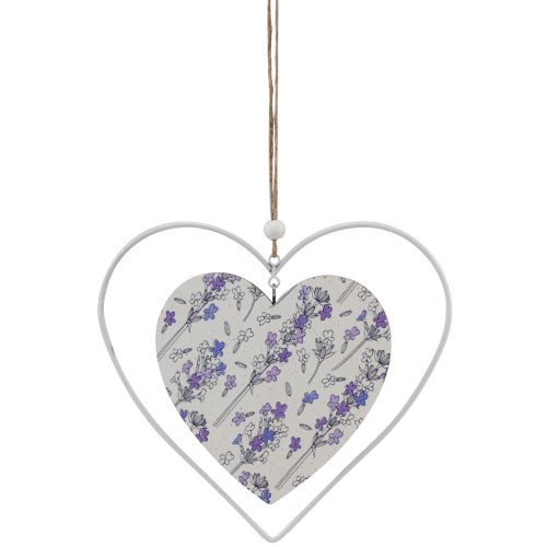 Artículo Corazones decorativos para colgar blanco lila 18,5×17cm 4uds