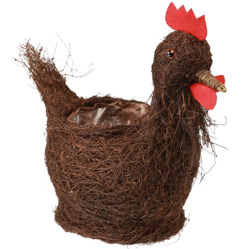 Artículo Cesta de plantas decorativas de Pascua pollo decorativo para plantar 36cm