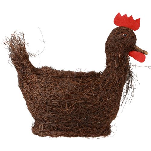 Artículo Cesta de plantas decorativas de Pascua pollo decorativo para plantar 36cm