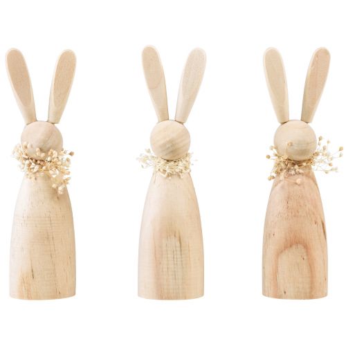Conejitos de madera decoración conejitos de Pascua madera natural 5×4×15.5cm 3ud