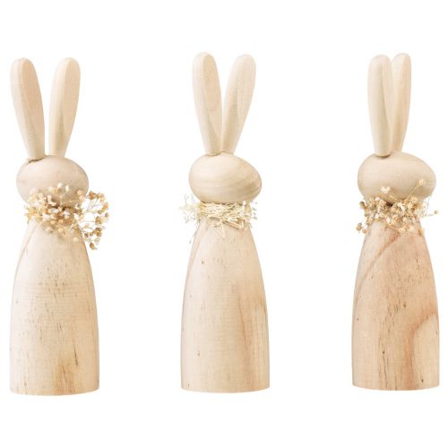 Floristik24 Conejitos de madera decoración conejitos de Pascua madera natural 5×4×15.5cm 3ud