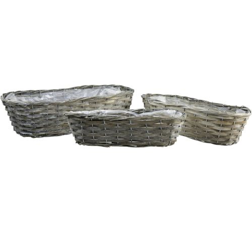 Floristik24 Cesta para plantas cesta trenzada ovalada gris 50/43/37cm juego de 3 piezas