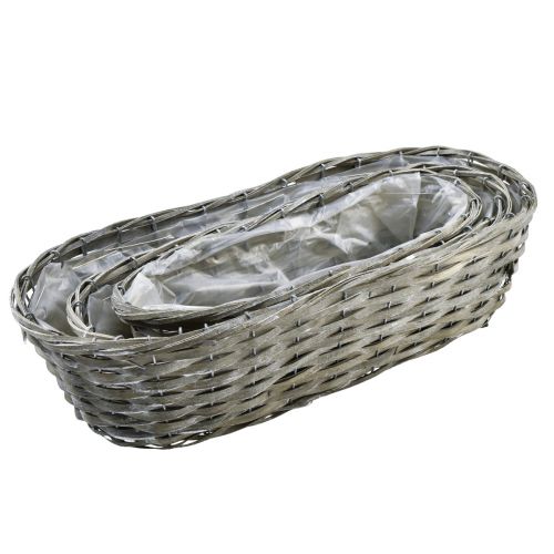Floristik24 Cesta para plantas cesta trenzada ovalada gris 50/43/37cm juego de 3 piezas