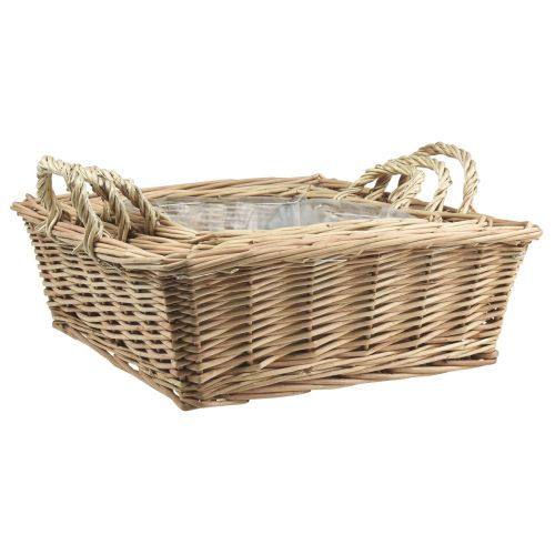 Artículo Cesta para plantas rectangular de mimbre natural 39/33/27cm juego de 3