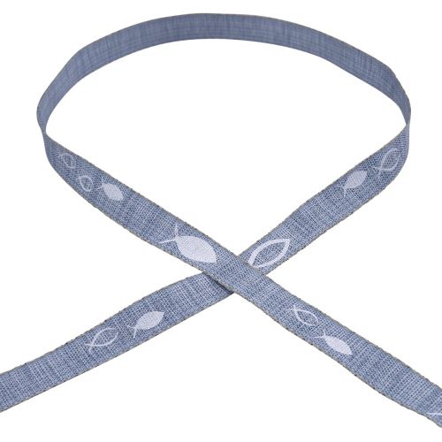 Floristik24 Cinta de regalo pez cinta azul claro marítimo 15mm 20m