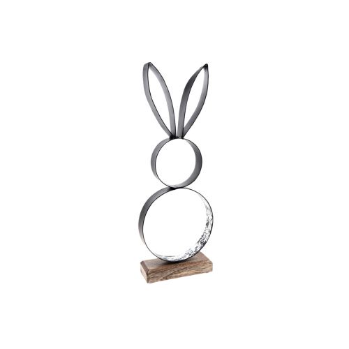 Conejito de Pascua decoración metal negro plata Figura Pascua 11×31cm