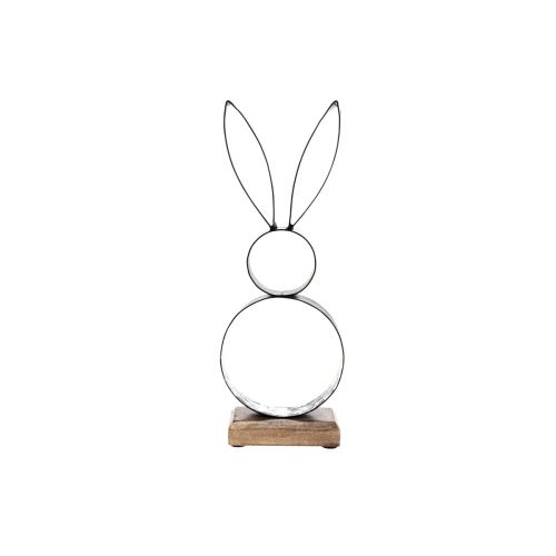 Artículo Conejito de Pascua decoración metal negro plata Figura Pascua 11×31cm