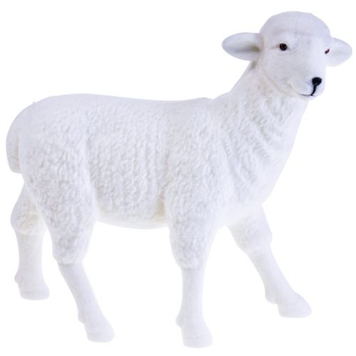 Oveja figura decorativa decoración de mesa Pascua blanco flocado 30×28cm