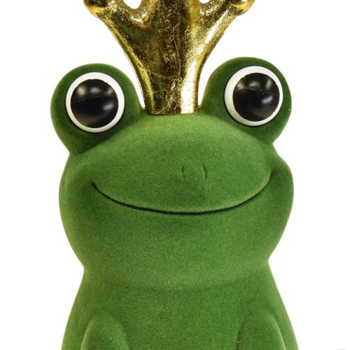 Artículo Rana decorativa, príncipe rana, decoración primaveral, rana con corona dorada verde 40,5cm