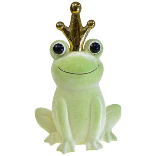 Rana decorativa, príncipe rana, decoración primaveral, rana con corona dorada verde claro 40,5cm