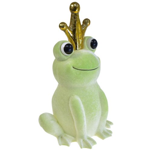 Artículo Rana decorativa con corona príncipe rana decoración verde claro 40,5 cm