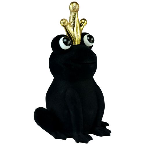 Artículo Rana decorativa, príncipe rana, decoración primaveral, rana con corona dorada negra 40,5cm