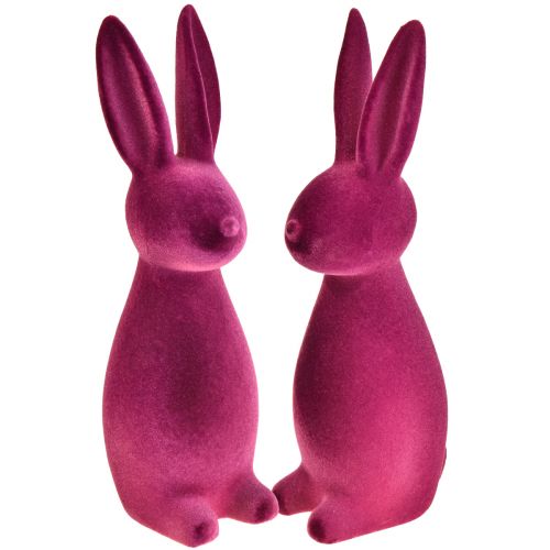 Conejitos de Pascua morados decorativos – 2.ª opción – flocados 8×10×29cm 2 piezas