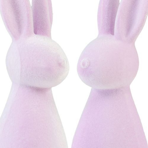 Artículo Conejitos decorativos flocados conejitos de Pascua violeta claro 8×10×29cm 2ud