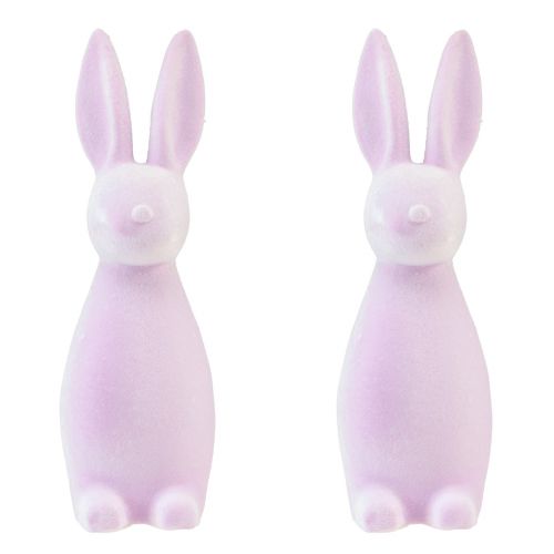Artículo Conejitos de Pascua flocados decorativos – 2.ª opción – morado claro 8×10×29 cm 2 piezas