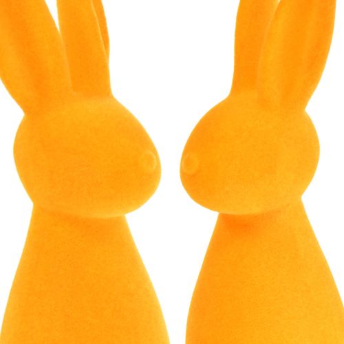 Artículo Conejitos de Pascua naranjas flocados – 2ª opción – Decoración de Pascua conejitos 8x10x29cm 2 piezas
