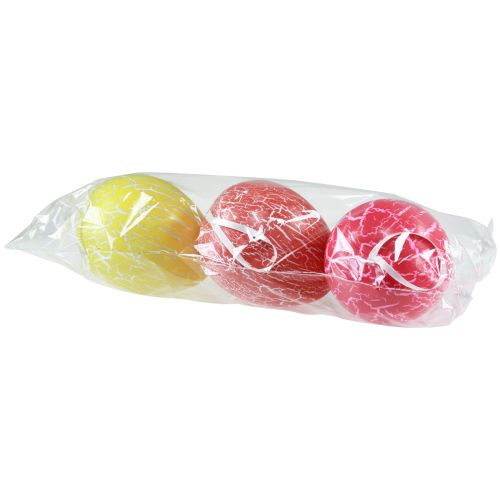 Artículo Percha decorativa Huevos de Pascua craquelado amarillo/rosa/rojo Al. 11,5 cm 3 piezas