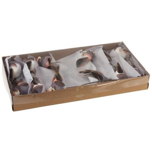 Floristik24 Pájaro de plumas sobre alambre pájaro decorativo con plumas gris 4cm 12 piezas