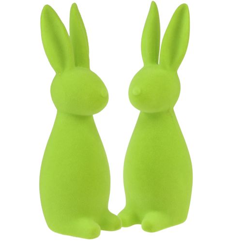 Floristik24 Conejitos flocados verde manzana – 2.ª opción – Decoración de mesa de Pascua 8×10×29cm 2 piezas