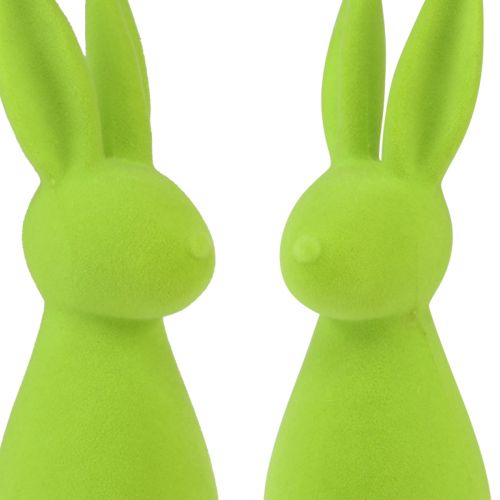 Artículo Conejitos flocados verde manzana – 2.ª opción – Decoración de mesa de Pascua 8×10×29cm 2 piezas