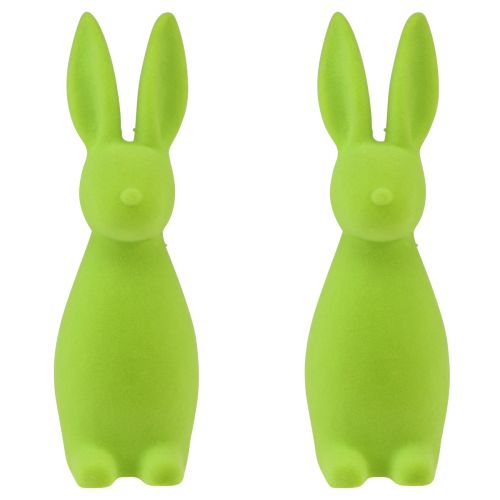Artículo Conejitos flocados verde manzana – 2.ª opción – Decoración de mesa de Pascua 8×10×29cm 2 piezas