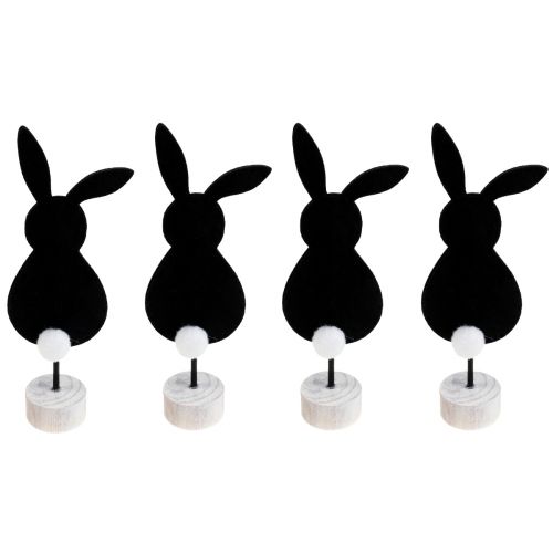 Soporte mesa decoración conejitos de Pascua fieltro negro 28,5cm 4ud