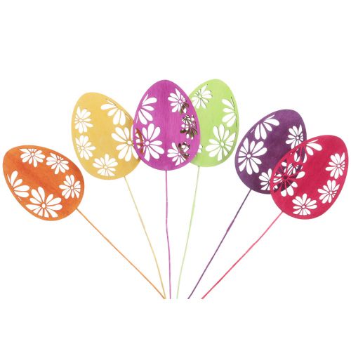 Floristik24 Huevos de Pascua tapones florales decorativos Madera de Pascua 30,5 cm 18 piezas