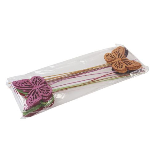 Artículo Decoración primaveral tapones florales mariposas decorativas de madera 28cm 18 piezas