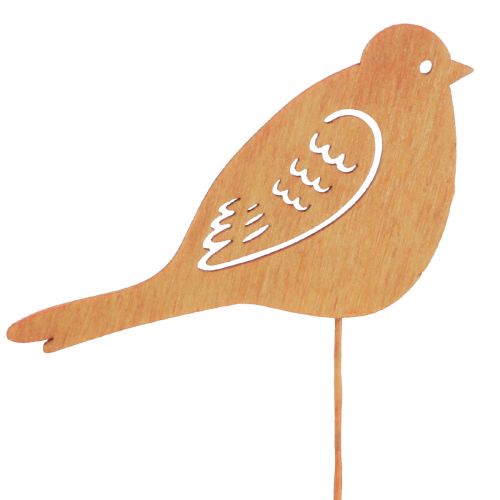 Artículo Decoración primaveral tapones florales decoración de pájaros de madera 28cm 18 piezas
