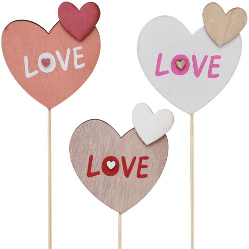 Floristik24 Tacos de flores de madera Tacos decorativos Love 8×7,5cm 12uds