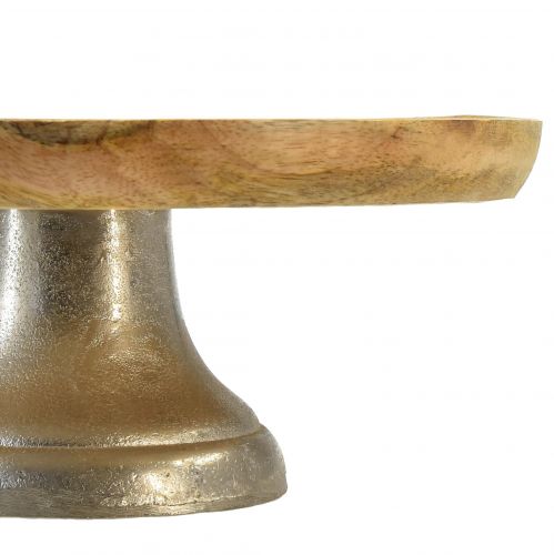 Floristik24 Plato decorativo bandeja madera base metal plata natural Ø25cm