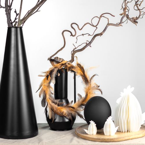 Floristik24 Corona de plumas en color marrón claro, corona decorativa plumas Ø20cm 3 uds