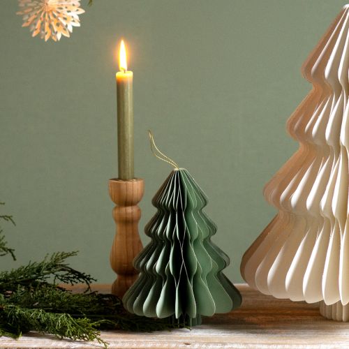Floristik24 Árbol de Navidad de papel menta plata brillo H20cm 5 uds